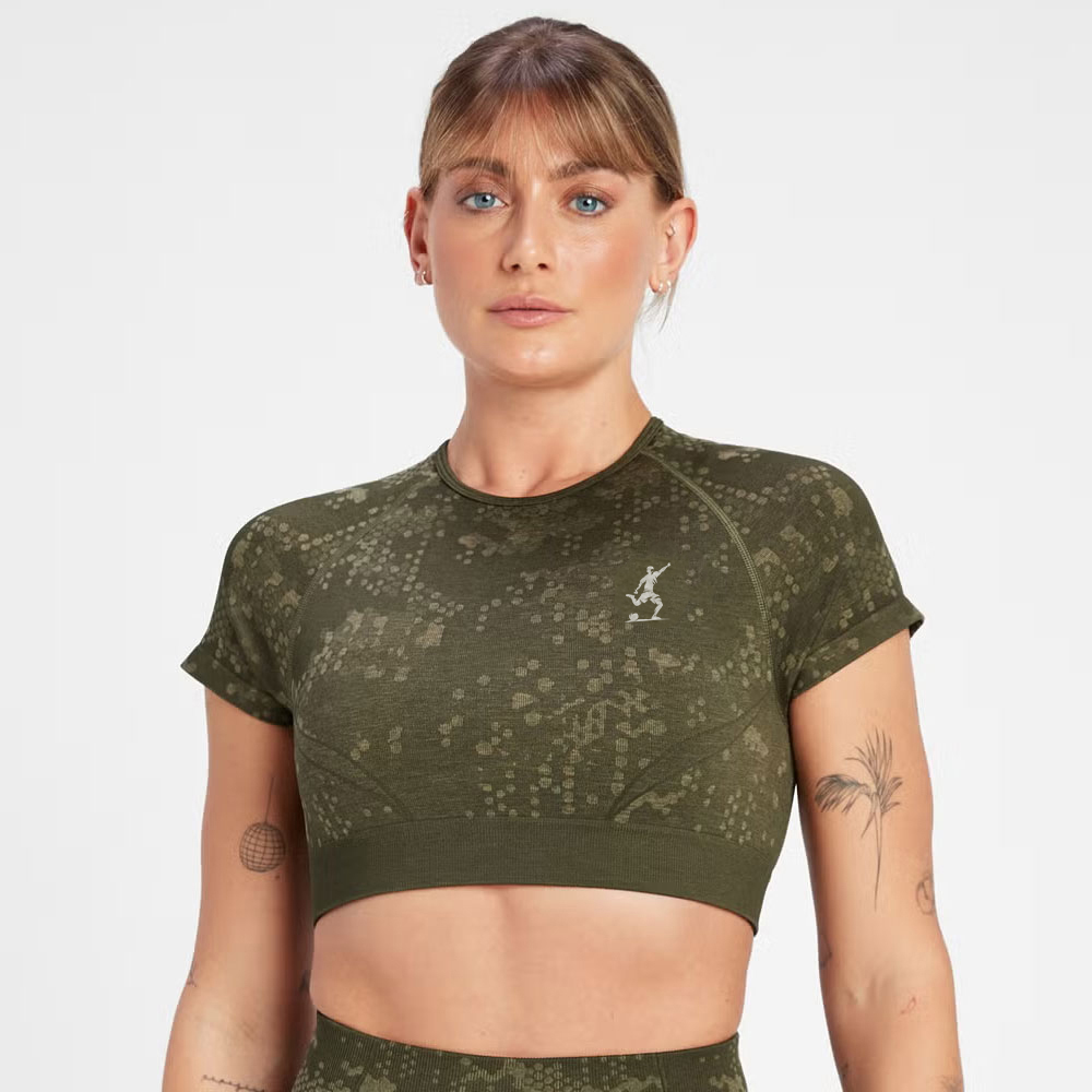 Seamless Long Sleeve Crop Top – Forest Green