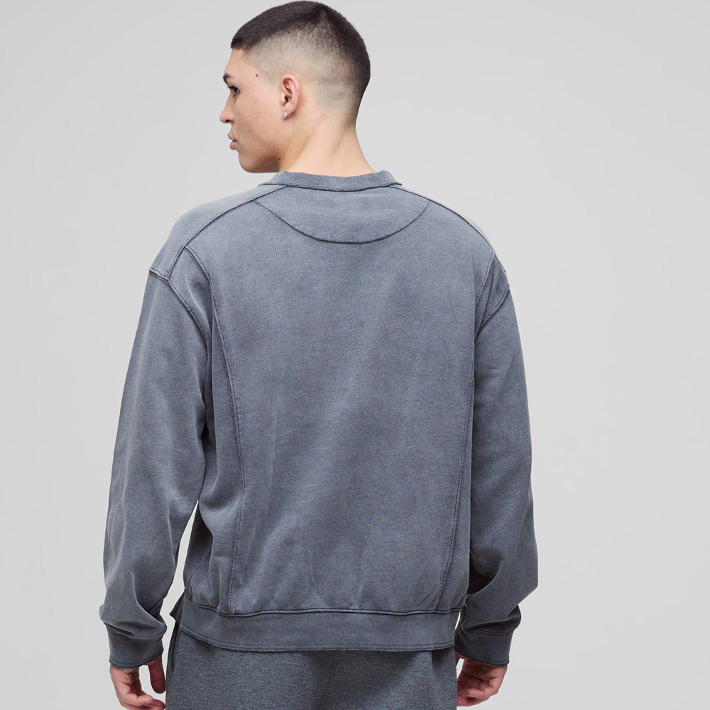 Oversized Half Sleeve Faux Layer 13 Applique Sweatshirt