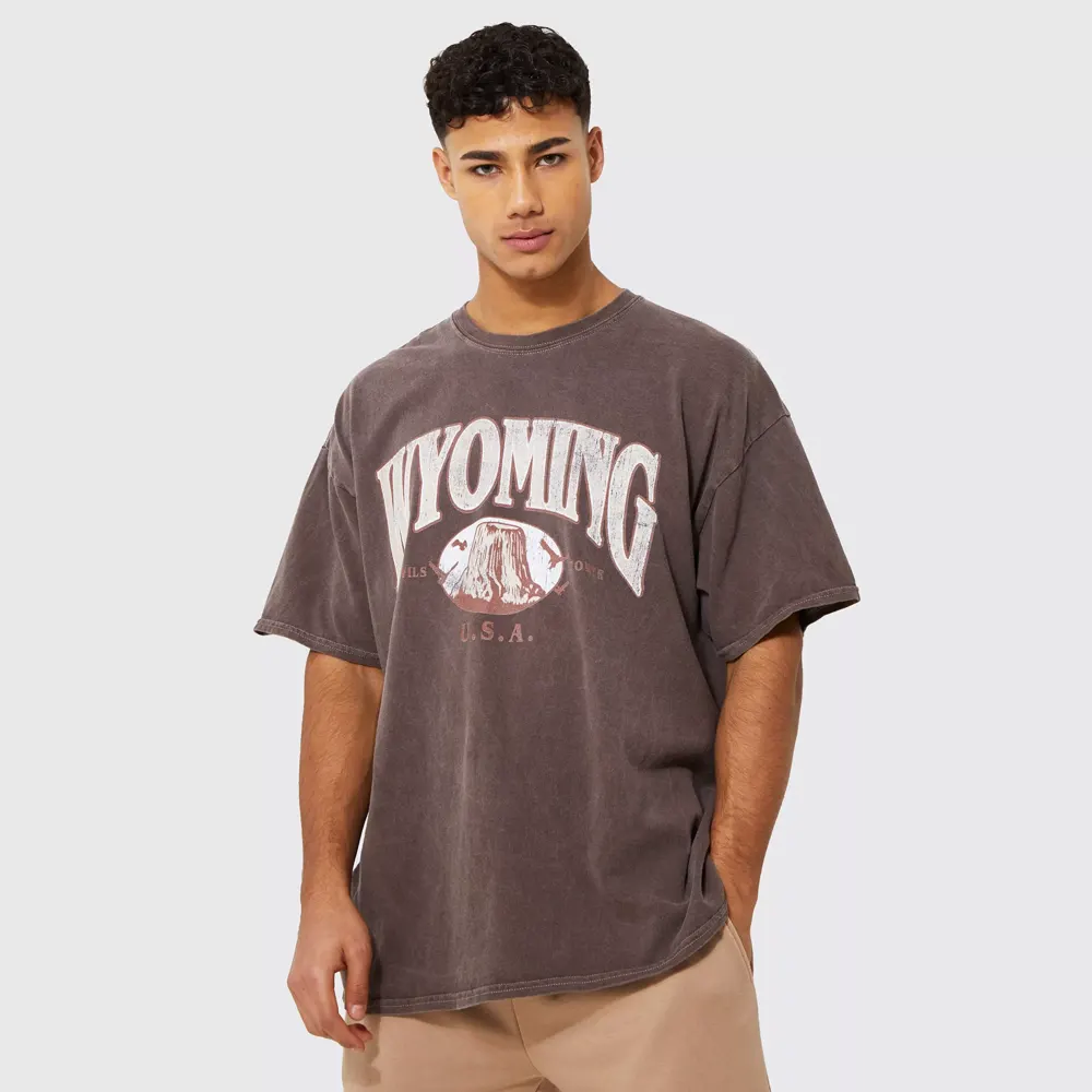 Oversized Extended Neck Over The Seam Gothic Back Print T-shirt